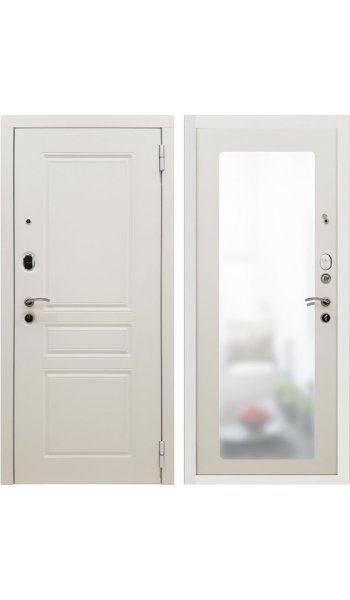 Дверь мет. SD Prof-10 Троя белая большое зеркало - Фото 3